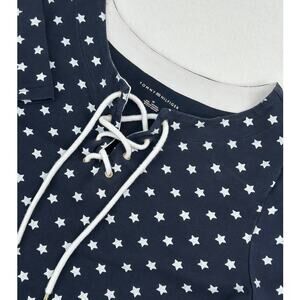 Tommy Hilfiger Navy with White Stars Lace Up  Front T-Shirt Dress M